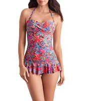 Mimi Flamingo Island Paisley Aria Sweetheart Neck Skirted One-Piece Swimsuit