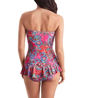 Mimi Flamingo Island Paisley Aria Sweetheart Neck Skirted One-Piece Swimsuit