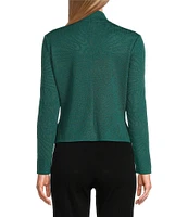 Ming Wang Burnout Knit Jacquard Mock Neck Long Sleeve Top