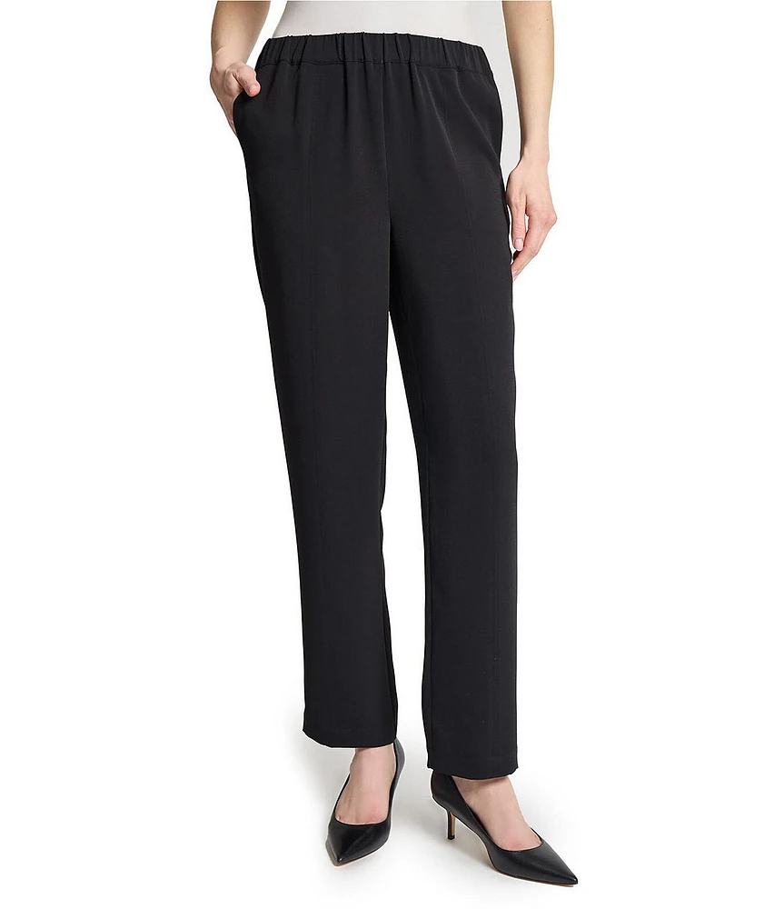 Ming Wang Crepe De Chine Straight Leg Pants