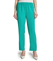 Ming Wang Crepe De Chine Straight Leg Pants