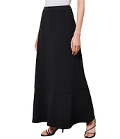 Ming Wang Deco Crepe A-Line Side Zip Maxi Skirt