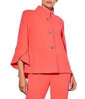 Ming Wang Deco Crepe Winged Collar Bracelet Tulip Sleeve Jacket