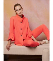 Ming Wang Deco Crepe Winged Collar Bracelet Tulip Sleeve Jacket