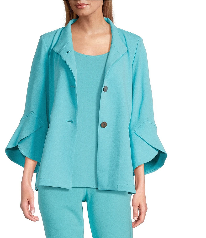 Ming Wang Deco Crepe Winged Collar Bracelet Tulip Sleeve Jacket