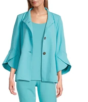 Ming Wang Deco Crepe Winged Collar Bracelet Tulip Sleeve Jacket