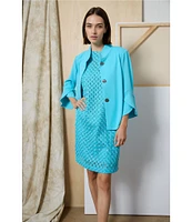 Ming Wang Deco Crepe Winged Collar Bracelet Tulip Sleeve Jacket