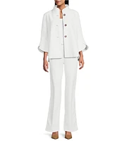 Ming Wang Deco Crepe Winged Collar Bracelet Tulip Sleeve Jacket