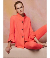 Ming Wang Deco Stretch Crepe Back Slit Hem Pull-On Pants