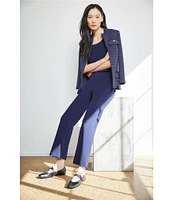 Ming Wang Deco Stretch Crepe Back Slit Hem Pull-On Pants