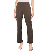 Ming Wang Deco Stretch Crepe Back Slit Hem Pull-On Pants