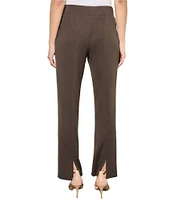 Ming Wang Deco Stretch Crepe Back Slit Hem Pull-On Pants