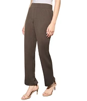 Ming Wang Deco Stretch Crepe Back Slit Hem Pull-On Pants