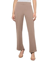 Ming Wang Deco Stretch Crepe Back Slit Hem Pull-On Pants