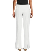 Ming Wang Deco Stretch Crepe Back Slit Hem Pull-On Pants