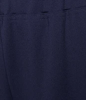 Ming Wang Deco Stretch Crepe Back Slit Hem Pull-On Pants