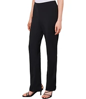 Ming Wang Deco Stretch Crepe Back Slit Hem Pull-On Pants