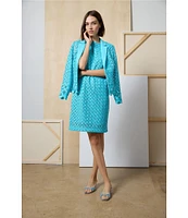 Ming Wang Eyelet Lace Cutout Notch Lapel V-Neck Long Sleeve Jacket