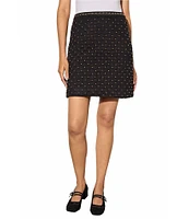 Ming Wang Faux Suede Stud and Braided Chain Embellished Pencil Skirt