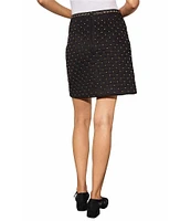 Ming Wang Faux Suede Stud and Braided Chain Embellished Pencil Skirt