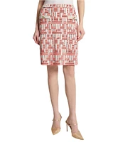 Ming Wang Geometric Knit A-Line Skirt