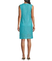 Ming Wang Geometric Lace Cutout Round Neck Sleeveless Dress