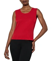 Ming Wang Knit Scoop Neck Sleeveless Side Slits Tank Top