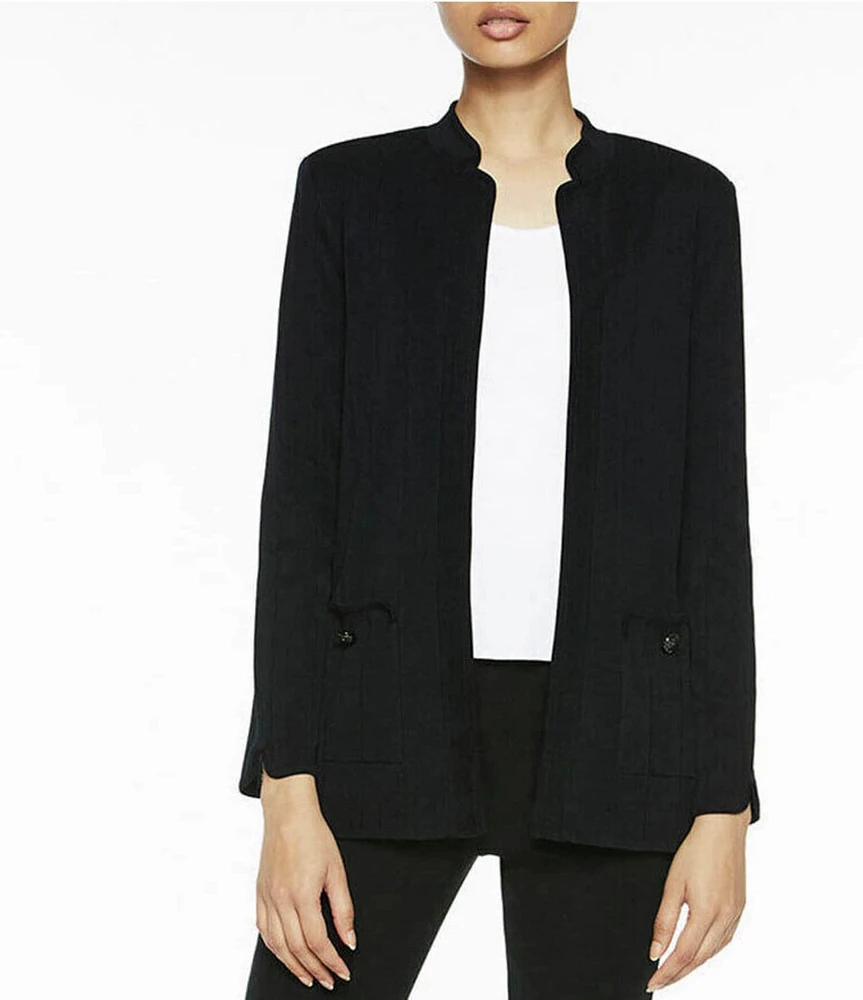 Ming Wang Mandarin Collar Long Sleeve Shoulder Pad Jacket