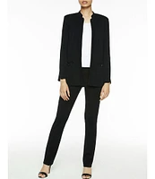 Ming Wang Mandarin Collar Long Sleeve Shoulder Pad Jacket