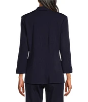 Ming Wang Notch Lapel 3/4 Sleeve One Button Knit Jacket