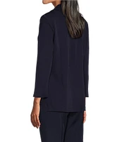 Ming Wang Notch Lapel 3/4 Sleeve One Button Knit Jacket