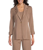 Ming Wang Notch Lapel 3/4 Sleeve One Button Knit Jacket