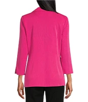 Ming Wang Notch Lapel 3/4 Sleeve One Button Knit Jacket