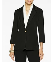 Ming Wang Notch Lapel 3/4 Sleeve One Button Knit Jacket