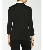 Ming Wang Notch Lapel 3/4 Sleeve One Button Knit Jacket