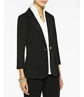 Ming Wang Notch Lapel 3/4 Sleeve One Button Knit Jacket