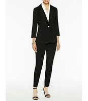 Ming Wang Notch Lapel 3/4 Sleeve One Button Knit Jacket