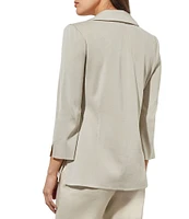 Ming Wang Notch Lapel 3/4 Sleeve One Button Knit Jacket