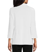 Ming Wang Notch Lapel 3/4 Sleeve One Button Knit Jacket