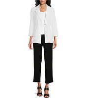 Ming Wang Notch Lapel 3/4 Sleeve One Button Knit Jacket