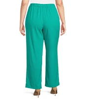 Ming Wang Plus Crepe De Chine Straight Leg Pants
