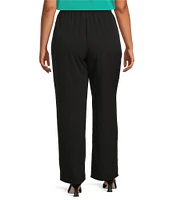 Ming Wang Plus Crepe De Chine Straight Leg Pants