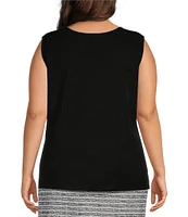 Ming Wang Plus Knit Scoop Neck Sleeveless Tank