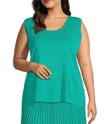 Ming Wang Plus Knit Scoop Neck Sleeveless Tank