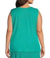 Ming Wang Plus Knit Scoop Neck Sleeveless Tank