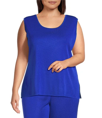 Ming Wang Plus Knit Scoop Neck Sleeveless Tank