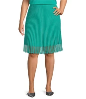 Ming Wang Plus Ribbed A-Line Midi Skirt