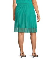 Ming Wang Plus Ribbed A-Line Midi Skirt