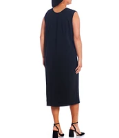 Ming Wang Plus Size Basic Sleeveless Scoop Neck Tank Midi Dress