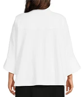 Ming Wang Plus Size Deco Crepe Winged Collar Bracelet Tulip Sleeve Jacket